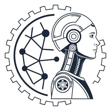 Robotics and artificial intelligence symbol minim Stock Illustration
