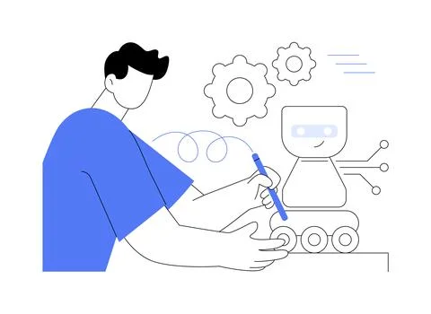 Robotics and engineering isolated cartoon vector illustrations. Stock Illustration