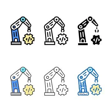 Robotics arm technology color icon vector types 스톡 일러스트
