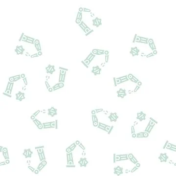 Robotics arm technology glyph seamless pattern Stock Illustration