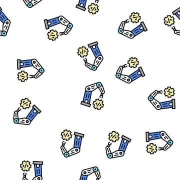 Robotics arm technology vector seamless pattern 스톡 일러스트