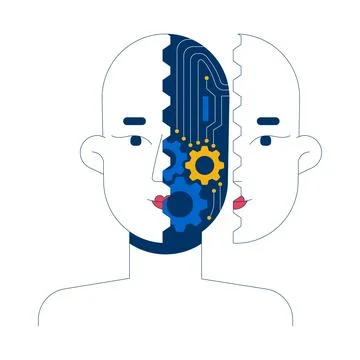 Robotics artificial intelligence 2D illustration concept 스톡 일러스트