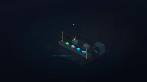 Robotics Automation in an Isometric Assembly Line Factory with Mechanical A.. 動画素材 347352926