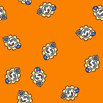Robotics collaboration industry vector seamless pattern イラスト素材