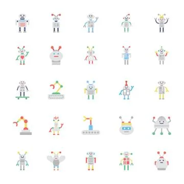 Robotics Colored Vector Icons Illustrazione stock