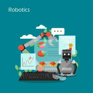 Robotics concept vector flat style design illustration Stock Illustration