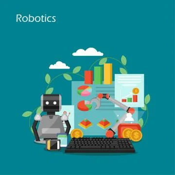 Robotics concept vector flat style design illustration Stock Illustration