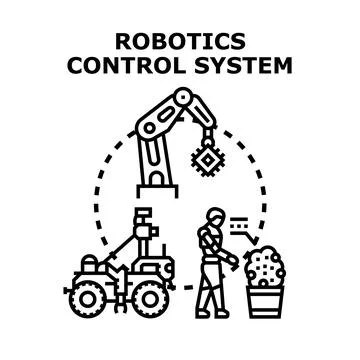 Robotics control system managing automation and smart technology Stockillustratie