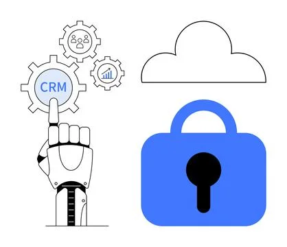 Robotics, CRM, Data Management, and Cloud Security Solutions 스톡 일러스트