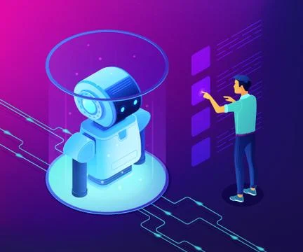 Robotics data analysis concept vector isometric illustration. イラスト素材