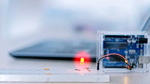 Robotics engineering microcontroller led flash Stock Footage 117121851