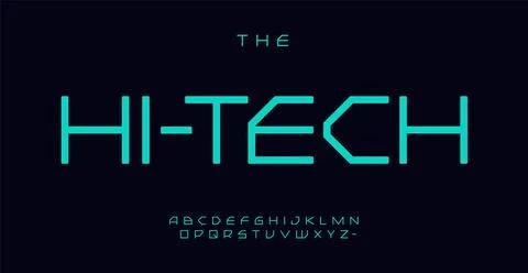 Robotics hi-tech alphabet, geometric sans serif letters, high-tech font for Stock Illustration