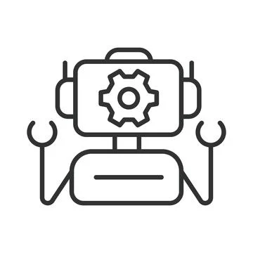 Robotics, icon in line design. Robotics, robot, automation, AI, technology Stock-Illustration
