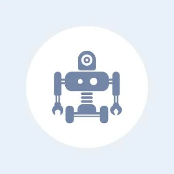 Robotics icon, robot, mechanical engineering, AI isolated icon, vector illust Stock Illustration