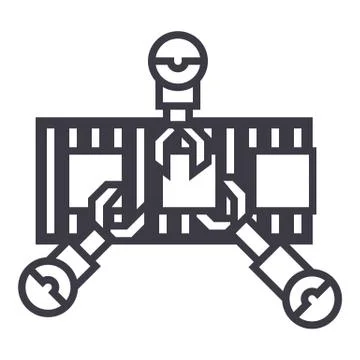Robotics industry line vector line icon, sign, illustration on background Stock Illustration