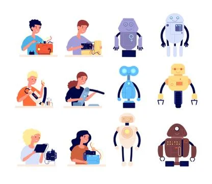 Robotics for kids. Children project, creating little smart toys. Technological Stock Illustration