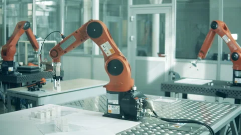 Robotics laboratory with functioning bionic arms Video stock 131545052