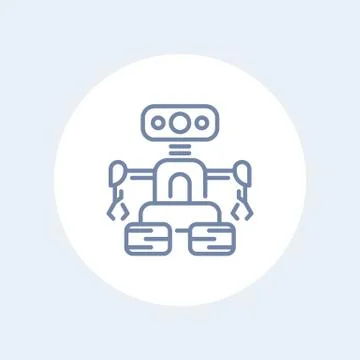 Robotics line icon, robot vector sign, mechanical engineering isolated icon,  Stock Illustration
