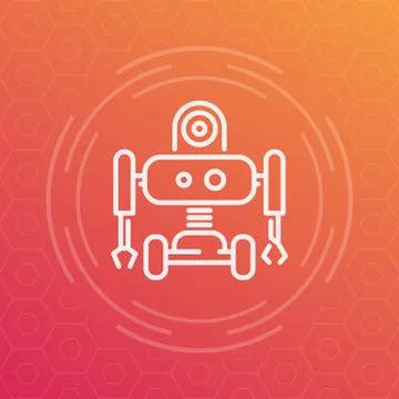Robotics linear icon, robot, mechanical engineering Stock Illustration