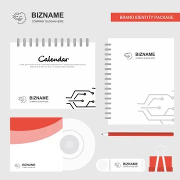 Robotics  Logo, Calendar Template, CD Cover, Diary and USB Brand Stationary P Illustrazione stock