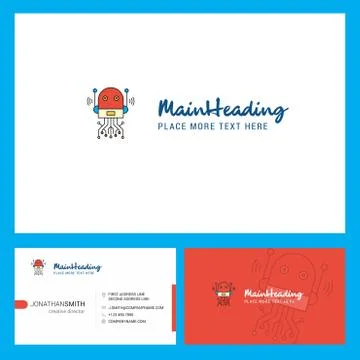 Robotics Logo design with Tagline &amp; Front and Back Busienss Card Template. Ve Stock Illustration