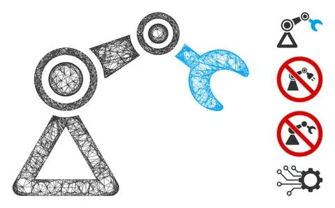 Robotics Manipulator Web Vector Mesh Illustration 库存插图
