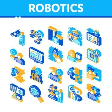 Robotics Master Isometric Icons Set Vector 스톡 일러스트