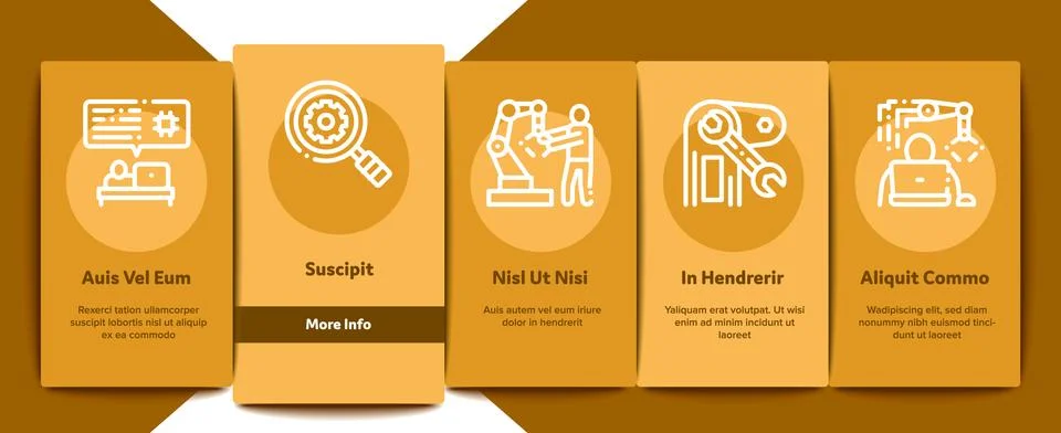 Robotics Master Onboarding Elements Icons Set Vector Stock Illustration
