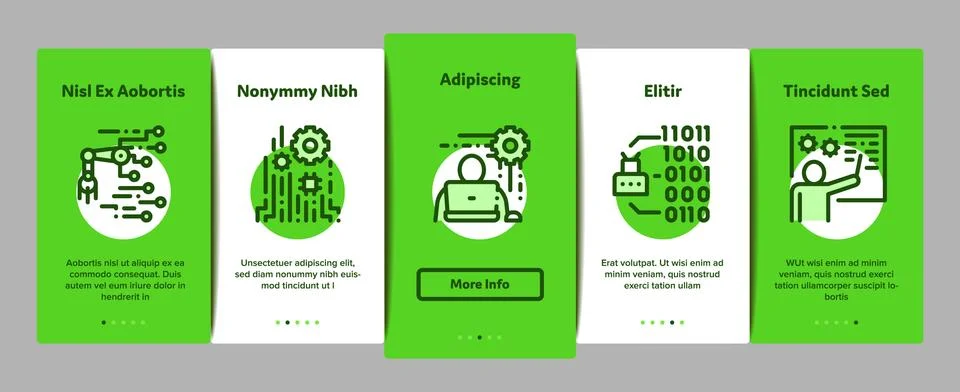 Robotics Master Onboarding Elements Icons Set Vector 스톡 일러스트