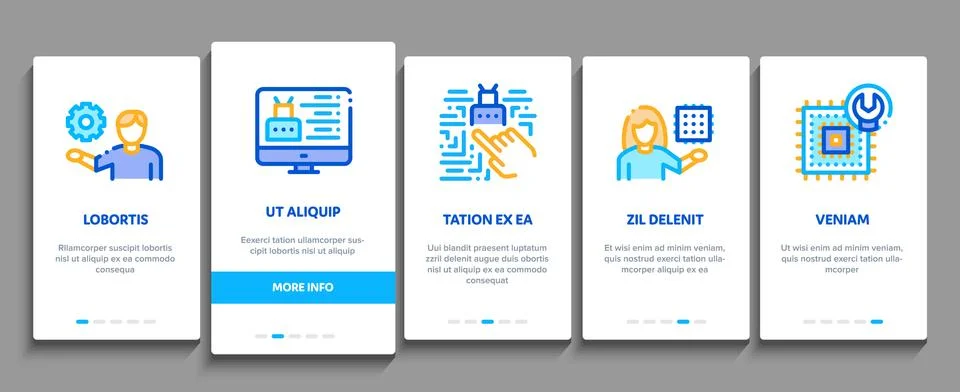 Robotics Master Onboarding Elements Icons Set Vector Stockillustratie