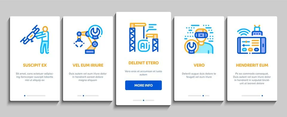 Robotics Master Onboarding Elements Icons Set Vector 스톡 일러스트