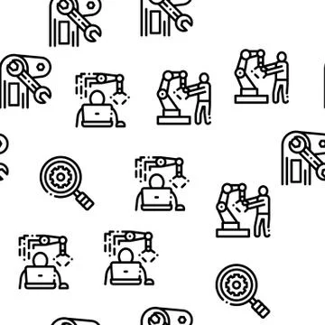 Robotics Master Seamless Pattern Vector Illustrazione stock