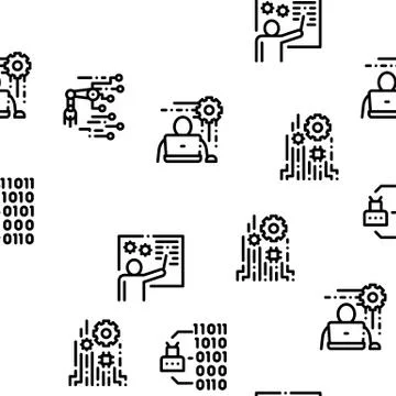 Robotics Master Seamless Pattern Vector 스톡 일러스트