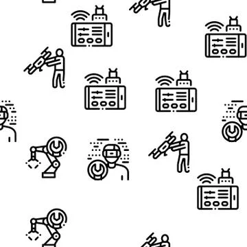 Robotics Master Seamless Pattern Vector Stock Illustration