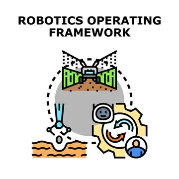 Robotics operating framework concept working on automated tasks Stock Illustration