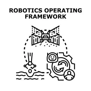 Robotics operating framework concept working on automated tasks Stock Illustration