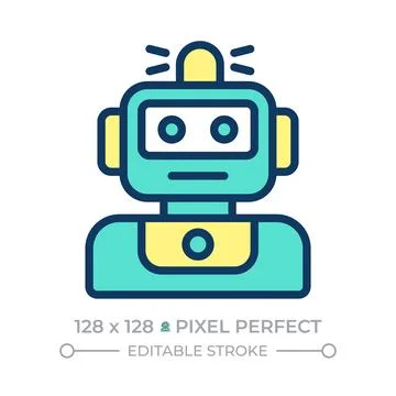 Robotics pixel perfect line color icon Stock Illustration