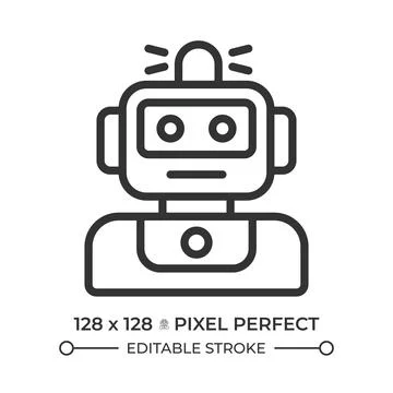 Robotics pixel perfect line icon Stock Illustration