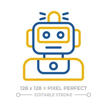 Robotics pixel perfect two color line icon Stock Illustration