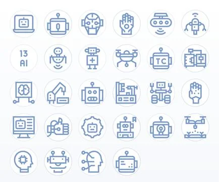 Robotics Premium Vector Bundle with 28 64x64 Detail Enhanced Bold Line Icons Stockillustratie