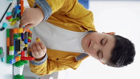 Robotics programming class. Children construct and code Robot. STEM education Stock Footage 241392334