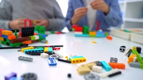 Robotics programming class. Children construct and code Robot. STEM education Stock Footage 246854176