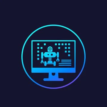 Robotics, robot programming icon Stock Illustration