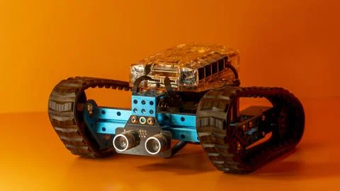 Robotics at school, a robot on tracks Stock Photos