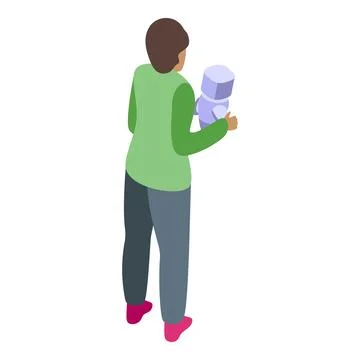 Robotics school student holding robot isometric icon Illustrazione stock