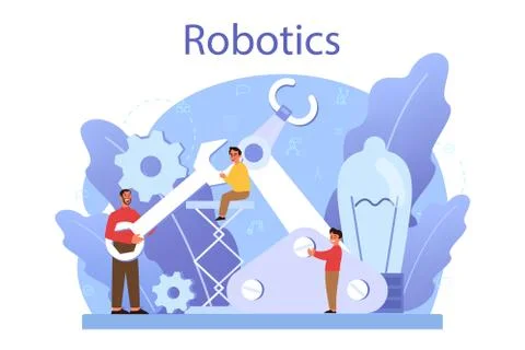 Robotics school subject concept. Robot engineering and programming イラスト素材