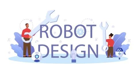 Robotics school subject typographic header concept. Robot イラスト素材