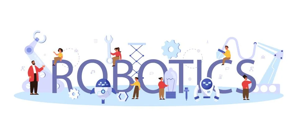 Robotics school subject typographic header concept. Robot イラスト素材
