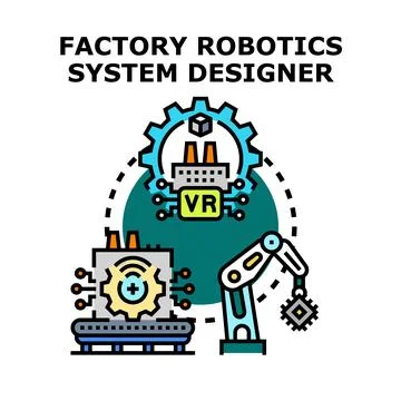 Robotics system designer engineering factory automation concept 스톡 일러스트