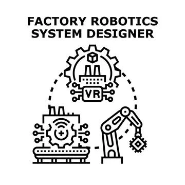 Robotics system designer engineering factory automation concept Stock Illustration